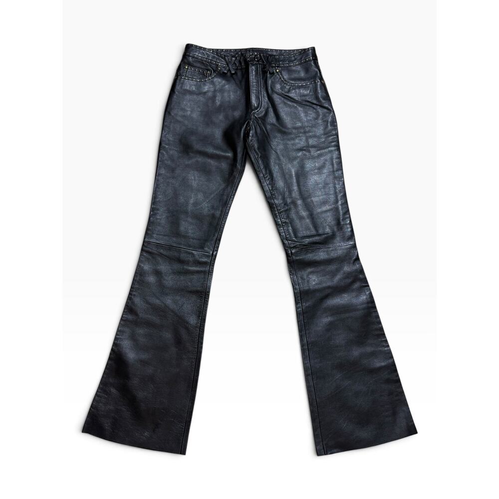 Faust Paris Vintage Y2K Leather Bootcut Pants Size 38 FR 4 US - Picture 2 of 5